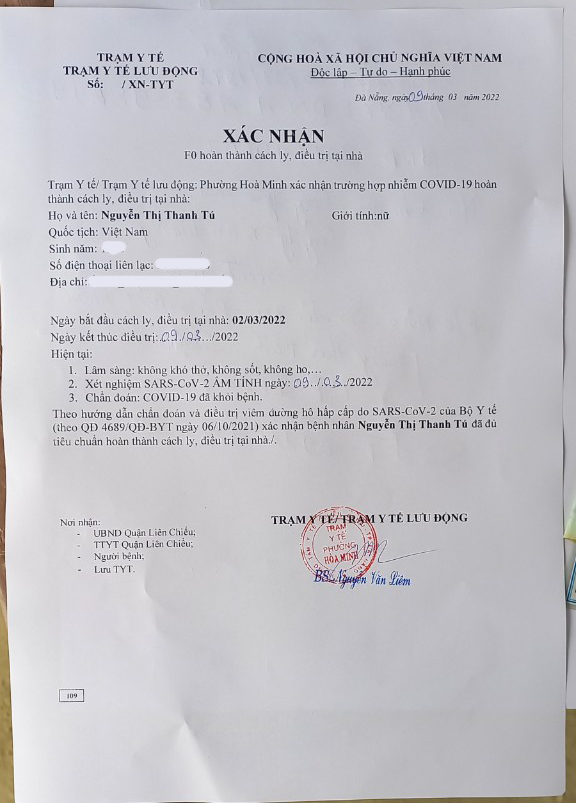 thanh tú nguyễn khỏi covid